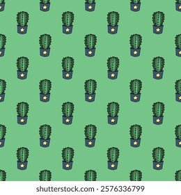 Seamless pattern with cactus doodle for decorative print, wrapping paper, greeting cards and fabric 