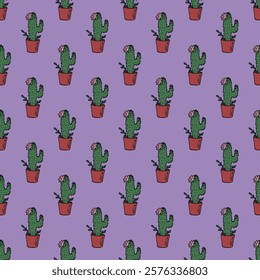 Seamless pattern with cactus doodle for decorative print, wrapping paper, greeting cards and fabric 