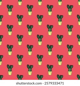 Seamless pattern with cactus doodle for decorative print, wrapping paper, greeting cards and fabric 