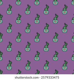 Seamless pattern with cactus doodle for decorative print, wrapping paper, greeting cards and fabric 