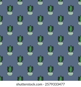 Seamless pattern with cactus doodle for decorative print, wrapping paper, greeting cards and fabric 