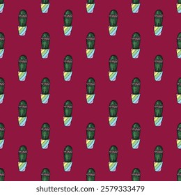 Seamless pattern with cactus doodle for decorative print, wrapping paper, greeting cards and fabric 