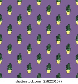 Seamless pattern with cactus doodle for decorative print, wrapping paper, greeting cards and fabric 