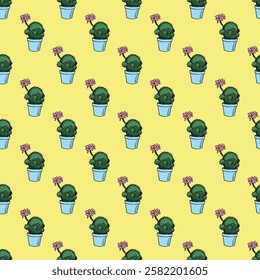 Seamless pattern with cactus doodle for decorative print, wrapping paper, greeting cards and fabric 