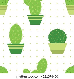 Seamless pattern with cactus and dots.Cactus pattern.Seamless background. 