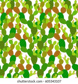 Seamless pattern with cactus and flowers. Exotic Plant. Decorated never ending vector backdrop. Great for creating greeting cards, wrapping papers or as background for your project.