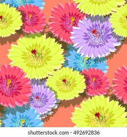 seamless pattern of cactus flowers on a pink background vector illustration