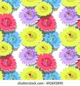 seamless pattern of cactus flowers with shadow vector illustration
