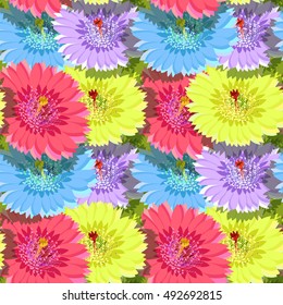 seamless pattern of cactus flowers without gaps vector illustration