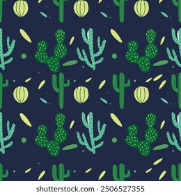 seamless pattern with A cactus is a member of the plant family Cactaceae vector art illustration design