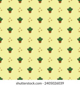 Seamless pattern cactus on light yellow background for wallpaper, fabric, clothing,backdrop,texture, wrapping paper, notebook cover ,curtain,pillow case and stationary.