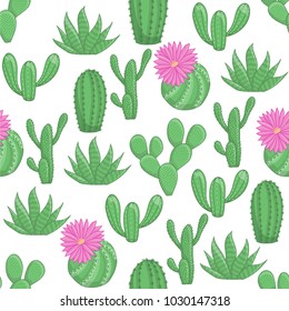 Seamless pattern with cactus on white background. Pattern of cactus.