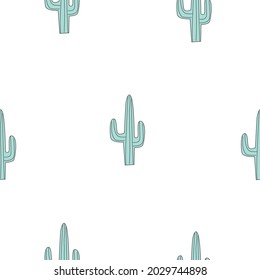 Patrón sin brillo con un cactus sobre un fondo blanco. Ilustración vectorial para la impresión, sobre tela, papel de embalaje, ropa. El contexto de los niños pequeños