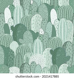Patrón sin foco con cactus y texturas pintadas. Ideal para tejidos, textiles. Fondo de color pastel