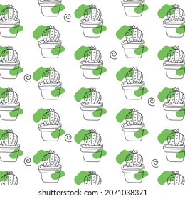 Seamless pattern cactus plant design 02