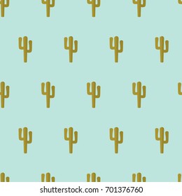 seamless pattern cactus plant on blue background vector wallpaper textile