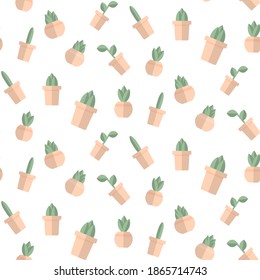 Seamless pattern with cactus plants. Vector illustration.