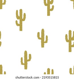 Seamless pattern with cactus plants. Vector background in wild west, western concept