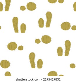 Seamless pattern with cactus plants. Vector background in wild west, western concept