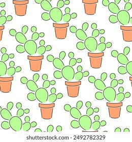 seamless pattern cactus in pot . Design for backgrounds, textile, fabric, print, wallpaper, wrapping