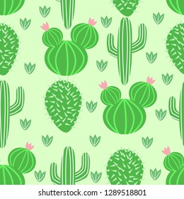 seamless pattern with cactus in Scandinavian style - vector illustration, eps