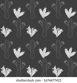 Nahtloses Muster mit Kakteen, Sukkulenten und Blumenelementen. Vintage Vektorillustration botanische Illustration. Hintergrund für den Druck auf Textilien und andere nahtlose Designs
