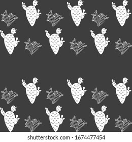 Patrón transparente con cactus, suculentos y elementos florales. Ilustración botánica vectorial vintage. Antecedentes listos para la impresión en el diseño textil y de otro tipo sin fisuras
