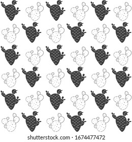 Patrón transparente con cactus, suculentos y elementos florales. Ilustración botánica vectorial vintage. Antecedentes listos para la impresión en el diseño textil y de otro tipo sin fisuras