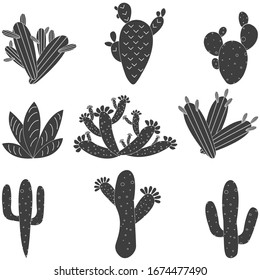 Seamless pattern with cactus, succulents and floral elements. Vintage vector botanical illustration. Background ready for printing on textile and other seamless design