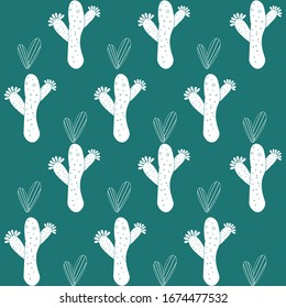 Patrón transparente con cactus, suculentos y elementos florales. Ilustración botánica vectorial vintage. Antecedentes listos para la impresión en el diseño textil y de otro tipo sin fisuras