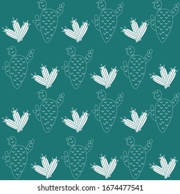 Seamless pattern with cactus, succulents and floral elements. Vintage vector botanical illustration. Background ready for printing on textile and other seamless design