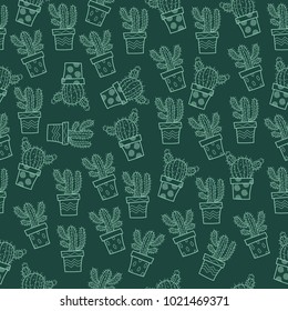 Seamless Pattern with Cactus Vector