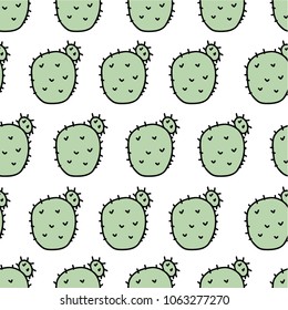 Seamless pattern with cactus, vector