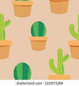 Seamless Pattern of cactus vector 