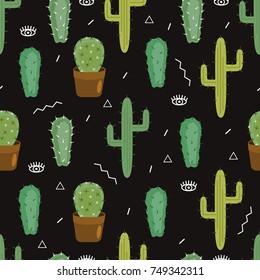 Seamless pattern with cactus. Pattern of cactus. Vector background.