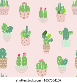 Seamless pattern of cactus, vector illustration