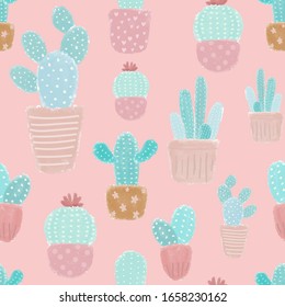 Seamless pattern of cactus, vector illustration