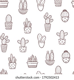 Seamless pattern of cactus, vector illustration