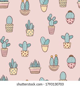 Seamless pattern of cactus, vector illustration