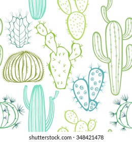 Seamless pattern with cactus. Vector illustration.