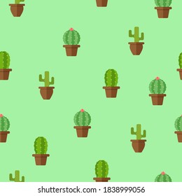 seamless pattern cactus vector ilustration