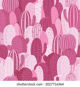 Seamless pattern cactus. Vector texture for textile, wrapping paper, packaging.
