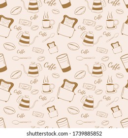 seamless pattern with cafetaria tools object. Creative background design vector illustration