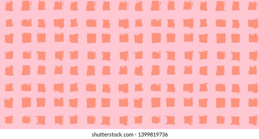 Seamless pattern. Cage, squares, plaid, polo. Vector abstract hand drawing with stripes of acrylic paints and brushes. Geometric texture, background, textile