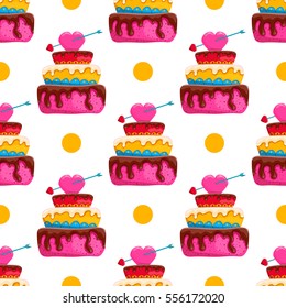 Seamless pattern with cake