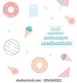 Seamless pattern with Cake Bakery.Vector illustration