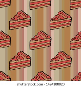 Seamless pattern with cake  for fabric, textile, clothes, tablecloth, post cards and other things. Endless background for your design. Vector image. 