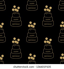 seamless pattern with cake for happy birthday. vector