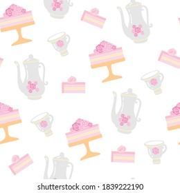 seamless pattern with cake on the white background