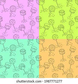 Seamless pattern of cake pops on background.
